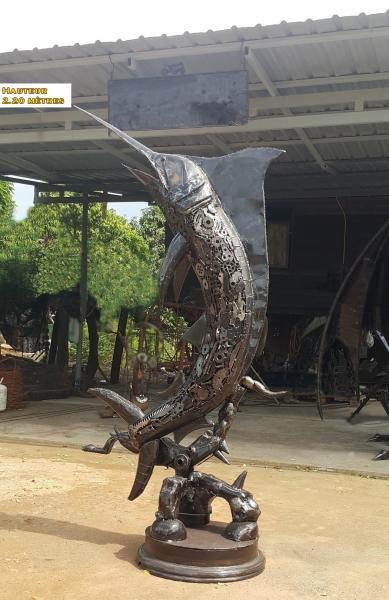 Statue métal sculpture poisson